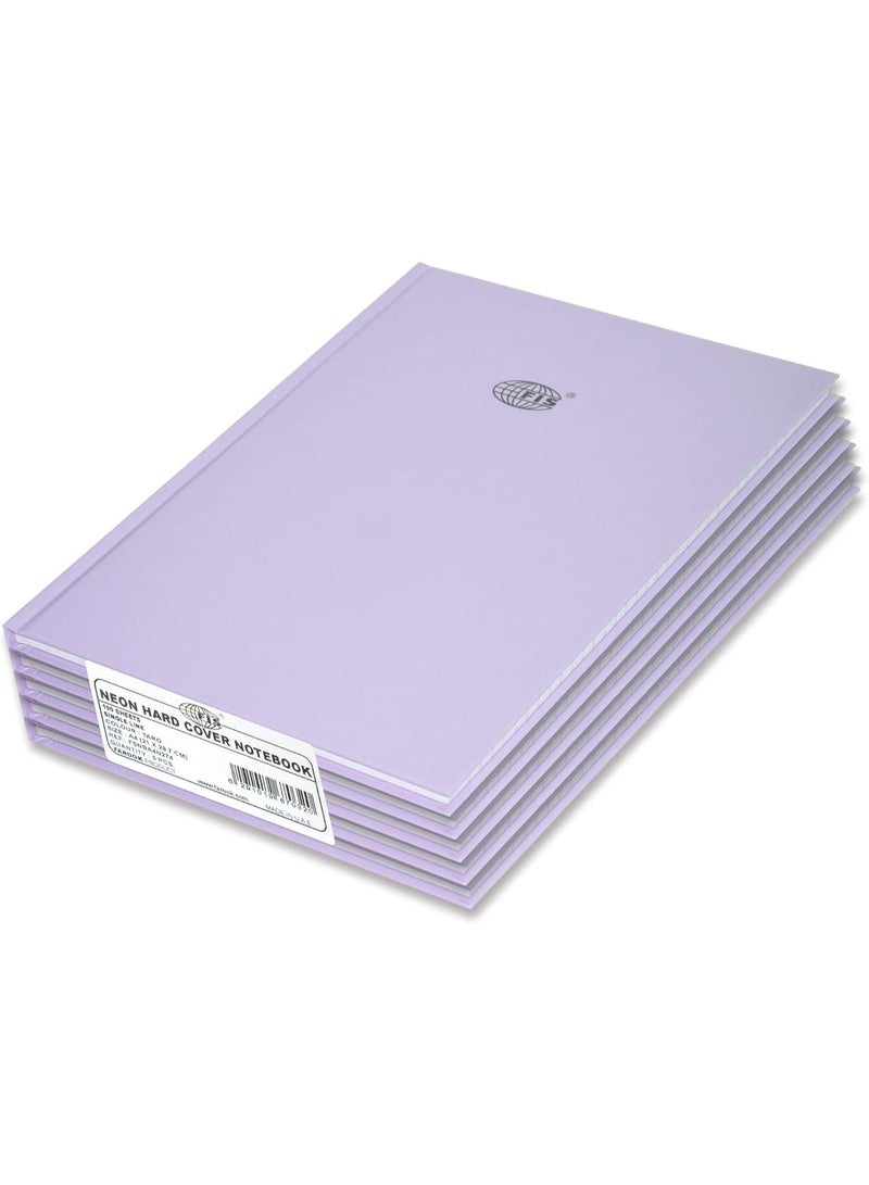 FIS Neon Hard Cover Notebook Single Line A4, 100-Sheets, Taro 5-Piece - FSNBA4N274 - Image 1